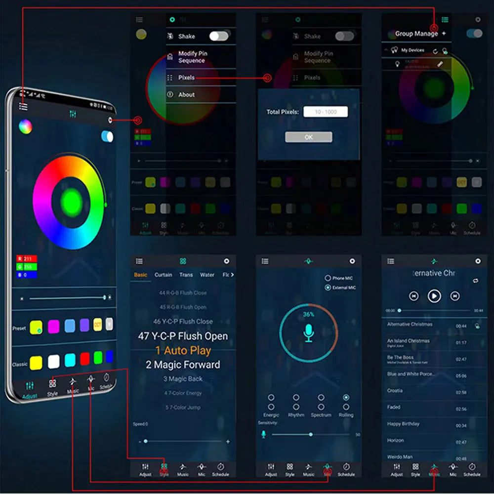 2x 43" LED Ambient Lighting Strips For Panoramic Sunroof